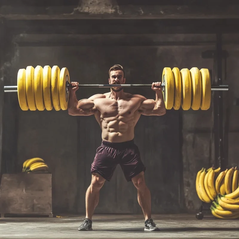 weightlifter lifting barbell banana weights