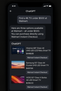 Chatgpt and Walmart search example - answer engine optimization 
