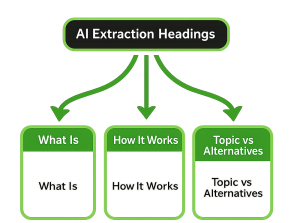 Comparison graphic contrasting Ranking Mindset vs AI Visibility Mindset for page headings and structure.