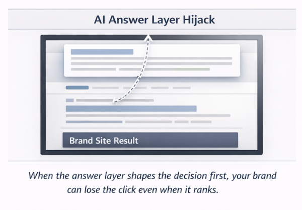 AI-generated search summary influencing a branded buying decision before the user visits the brand website